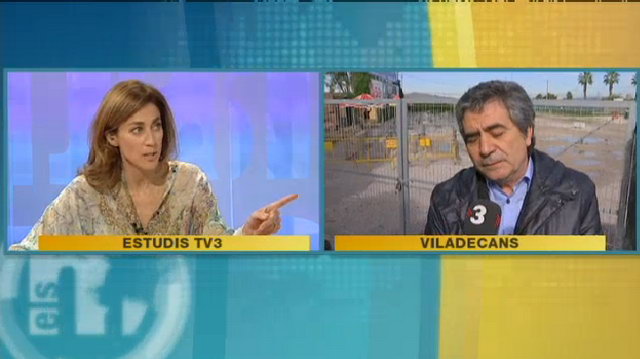 Imatge del programa 'Els Matins' de TV3 on es tractava la problemàtica dels AFTERS de Viladecans (Helena Garcia Melero dialogant amb el Tinent d'Alcalde de Medi Ambient i Ciutat Sostenible de l'Ajuntament de Viladecans) (7 Novembre 2011)